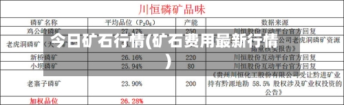 今日矿石行情(矿石费用最新行情)-第1张图片