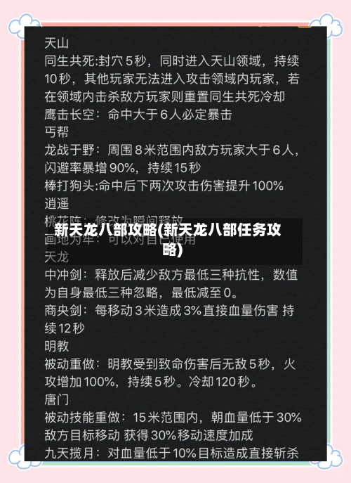 新天龙八部攻略(新天龙八部任务攻略)
