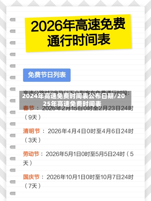 2024年高速免费时间表公布日期/2025年高速免费时间表-第2张图片