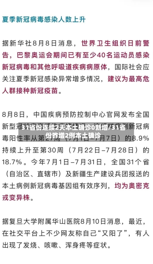 31省份连续2天本土确诊0新增/31省份昨增2例本土确诊