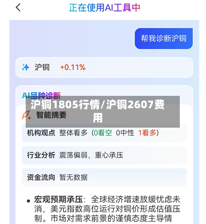 沪铜1805行情/沪铜2607费用