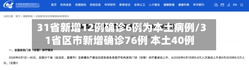 31省新增12例确诊6例为本土病例/31省区市新增确诊76例 本土40例
