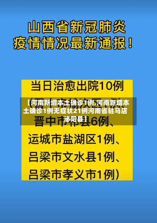 【河南新增本土确诊1例,河南新增本土确诊1例无症状21例河南省驻马店泌阳县】-第1张图片