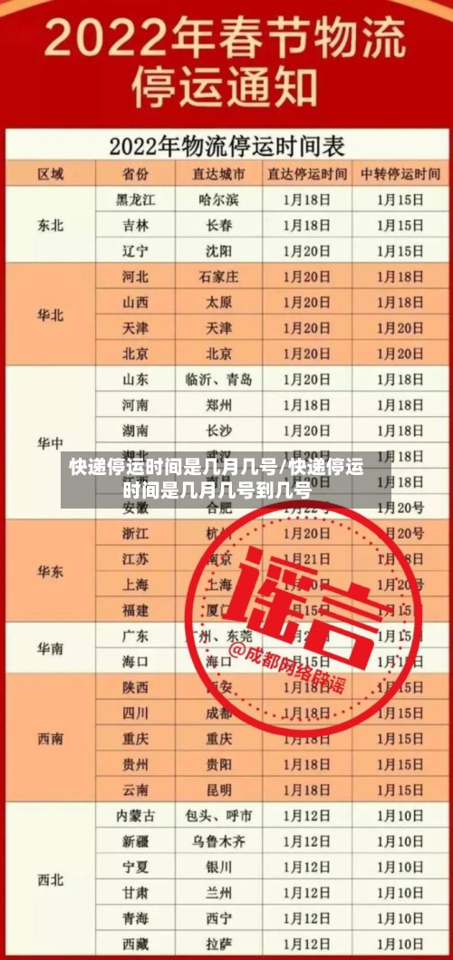 快递停运时间是几月几号/快递停运时间是几月几号到几号