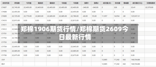 郑棉1906期货行情/郑棉期货2609今日最新行情-第1张图片