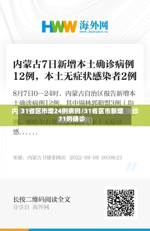 31省区市增24例病例/31省区市新增71例确诊