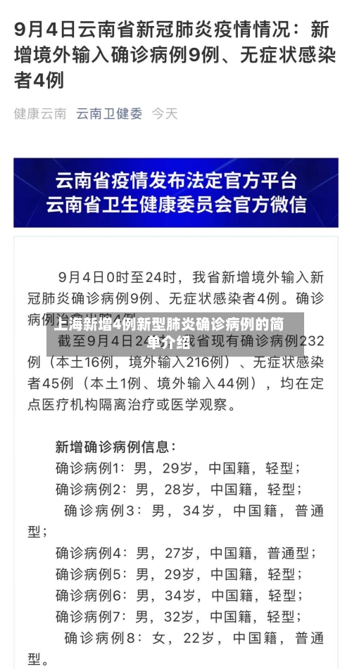 上海新增4例新型肺炎确诊病例的简单介绍