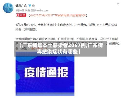 【广东新增本土感染者2067例,广东病毒感染症状有哪些】-第1张图片