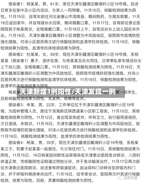 天津新增1例阳性/天津发现一例