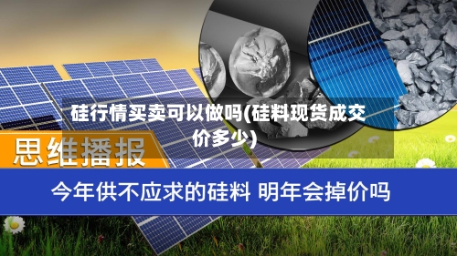 硅行情买卖可以做吗(硅料现货成交价多少)-第2张图片