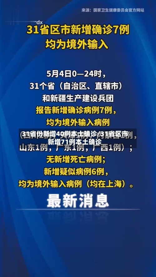 31省份新增40例本土确诊/31省区市新增71例本土确诊