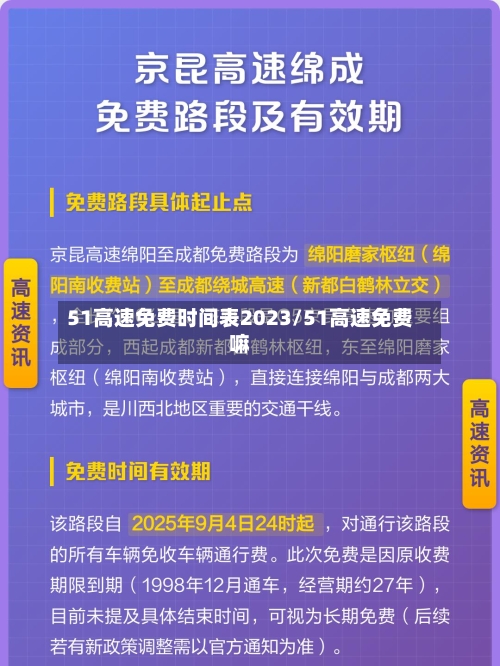 51高速免费时间表2023/51高速免费嘛