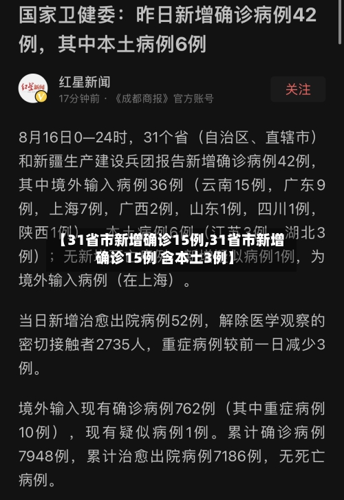 【31省市新增确诊15例,31省市新增确诊15例 含本土3例】