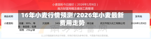 16年小麦行情预测/2026年小麦最新费用走势