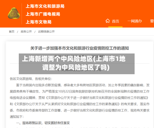 上海新增两个中风险地区(上海市1地调整为中风险地区了吗)