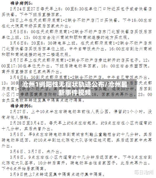 沧州1例阳性无症状轨迹公布/沧州最新事件视频-第3张图片
