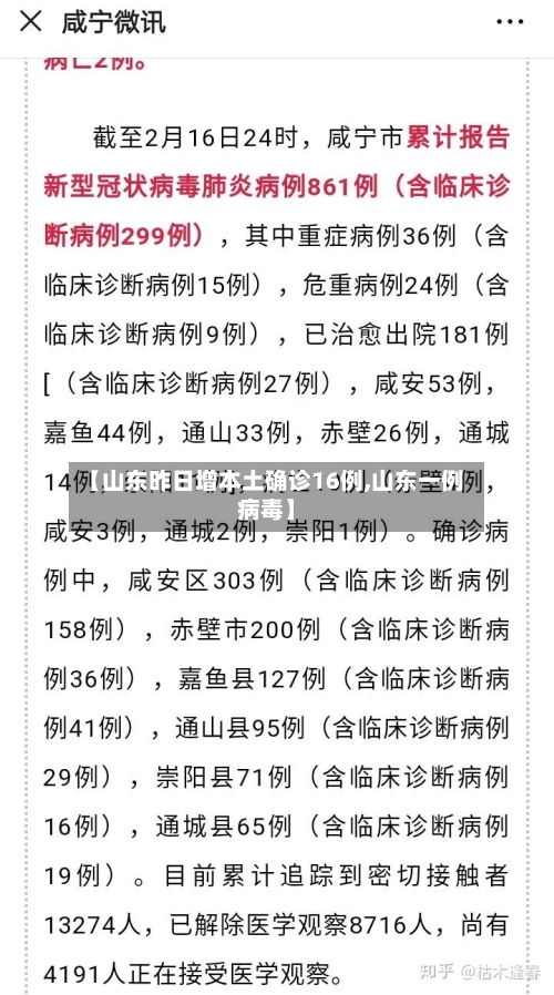 【山东昨日增本土确诊16例,山东一例病毒】