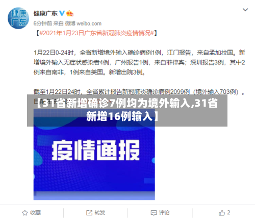 【31省新增确诊7例均为境外输入,31省新增16例输入】