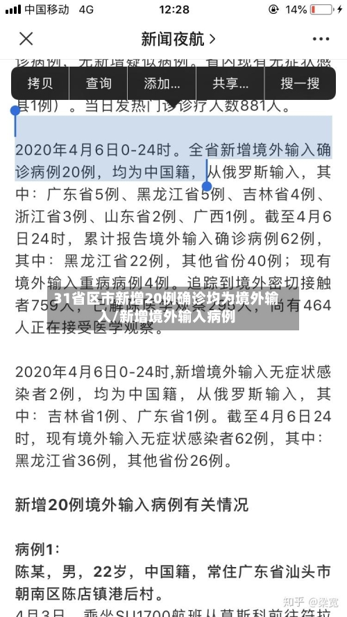 31省区市新增20例确诊均为境外输入/新增境外输入病例-第2张图片