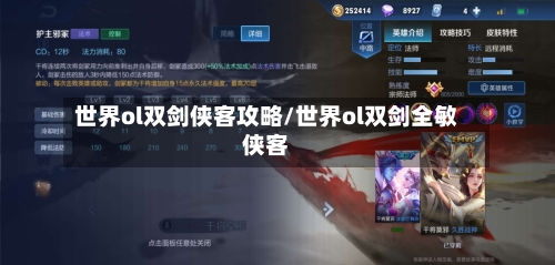 世界ol双剑侠客攻略/世界ol双剑全敏侠客