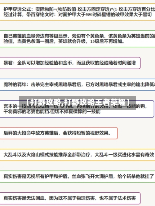 【打野攻略,打野攻略王者荣耀】