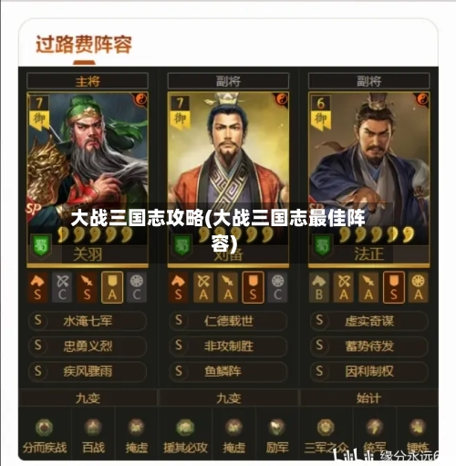 大战三国志攻略(大战三国志最佳阵容)