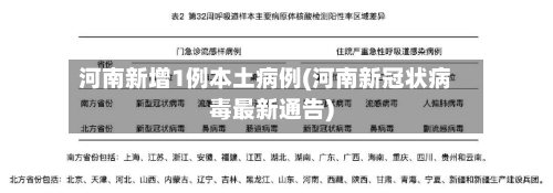 河南新增1例本土病例(河南新冠状病毒最新通告)-第2张图片