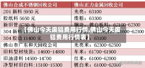 【佛山今天废铝费用行情,佛山今天废铝费用行情表】