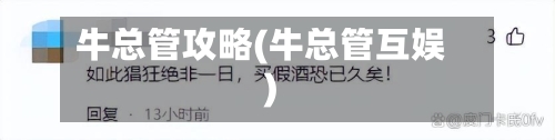 牛总管攻略(牛总管互娱)