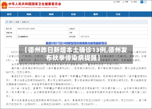 【德州昨日新增本土确诊13例,德州发布秋季传染病提醒】