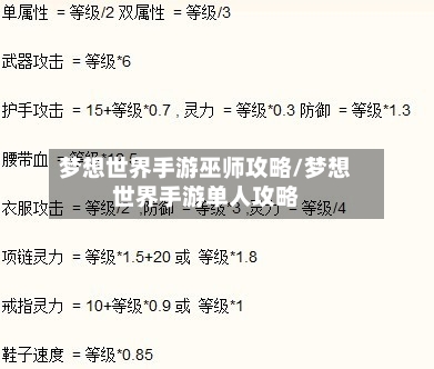 梦想世界手游巫师攻略/梦想世界手游单人攻略-第3张图片