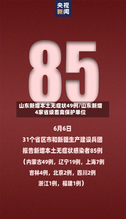 山东新增本土无症状49例/山东新增4家省级畜禽保护单位