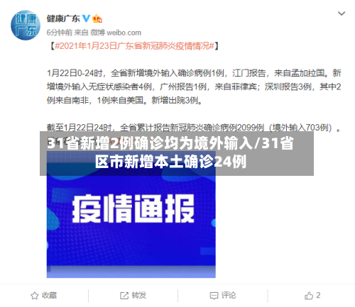 31省新增2例确诊均为境外输入/31省区市新增本土确诊24例