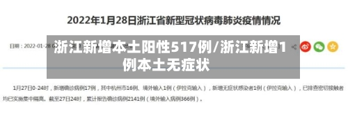 浙江新增本土阳性517例/浙江新增1例本土无症状