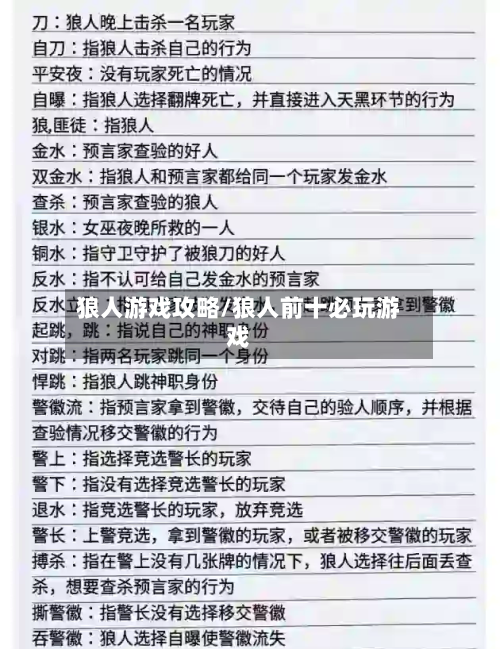 狼人游戏攻略/狼人前十必玩游戏