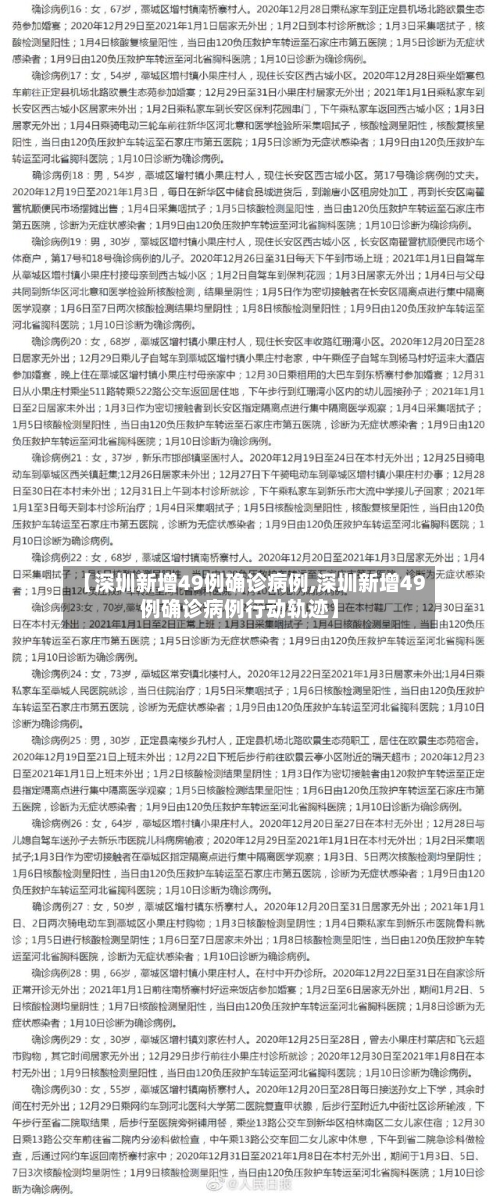【深圳新增49例确诊病例,深圳新增49例确诊病例行动轨迹】