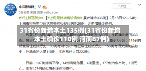 31省份新增本土135例(31省份新增本土确诊110例 河南87例)
