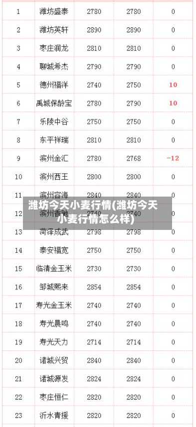 潍坊今天小麦行情(潍坊今天小麦行情怎么样)