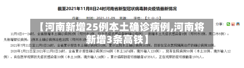 【河南新增25例本土确诊病例,河南将新增3条高铁】