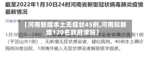 【河南新增本土无症状45例,河南拟新增120名政府津贴】-第2张图片