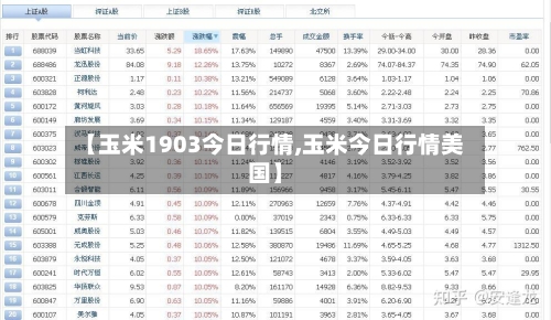 【玉米1903今日行情,玉米今日行情美国】