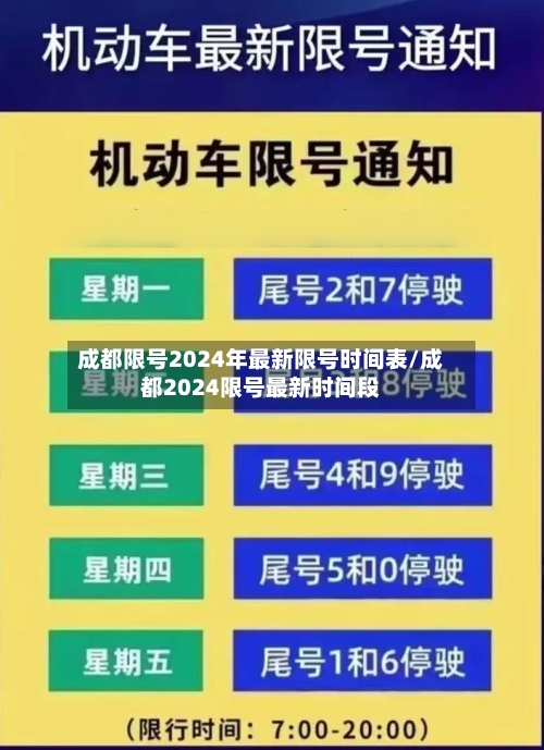 成都限号2024年最新限号时间表/成都2024限号最新时间段