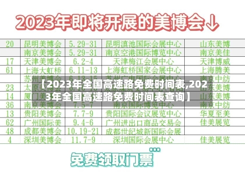 【2023年全国高速路免费时间表,2023年全国高速路免费时间表查询】