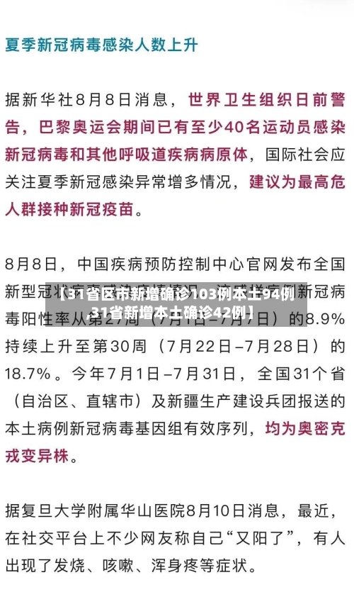 【31省区市新增确诊103例本土94例,31省新增本土确诊42例】-第3张图片