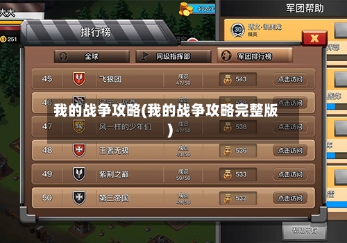 我的战争攻略(我的战争攻略完整版)