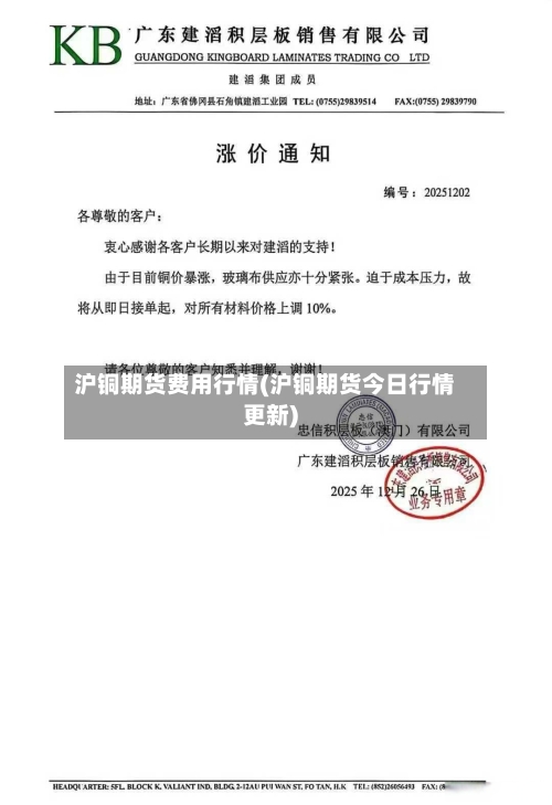 沪铜期货费用行情(沪铜期货今日行情更新)