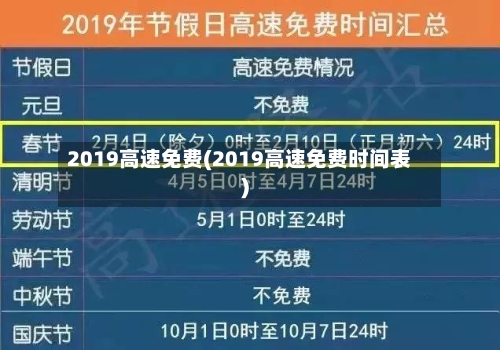 2019高速免费(2019高速免费时间表)