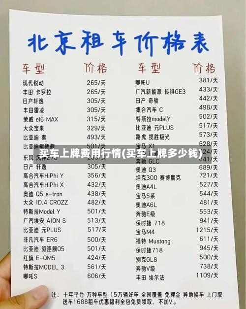买车上牌费用行情(买车上牌多少钱)