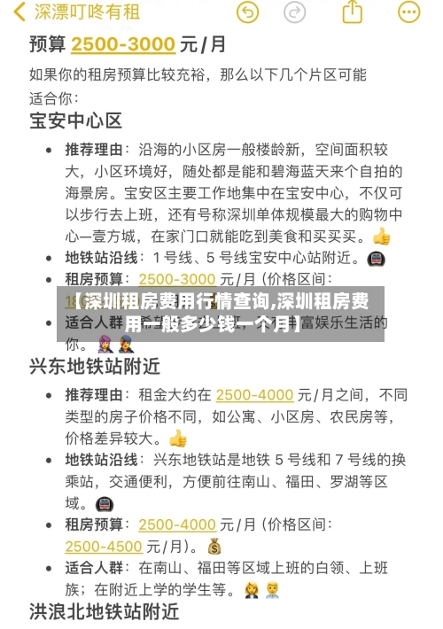 【深圳租房费用行情查询,深圳租房费用一般多少钱一个月】