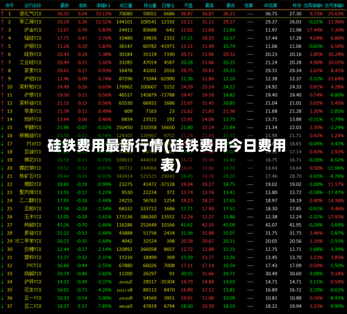 硅铁费用最新行情(硅铁费用今日费用表)-第2张图片